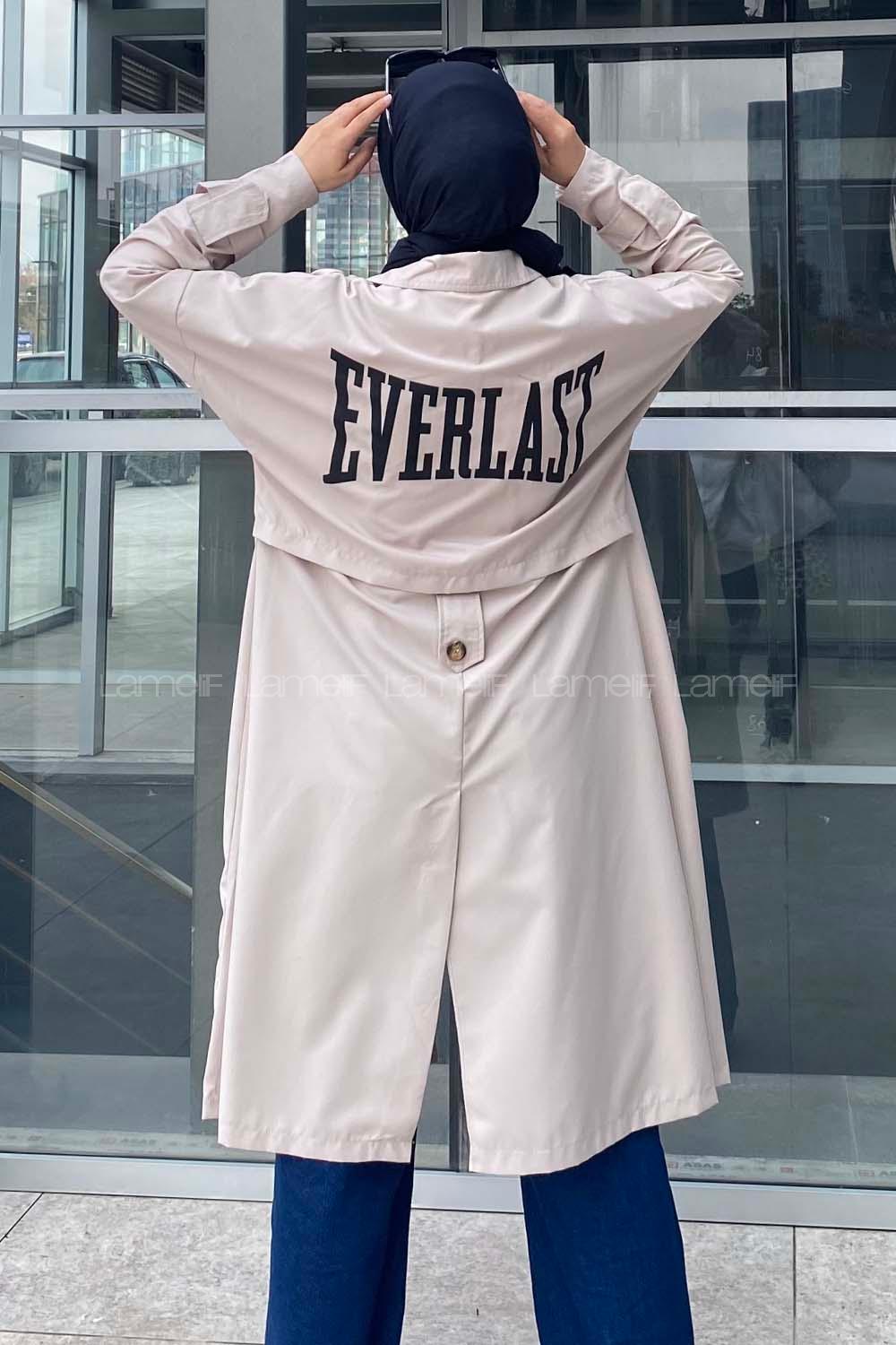 Modalamelif Everlast Sırt Baskılı Trenç Taş