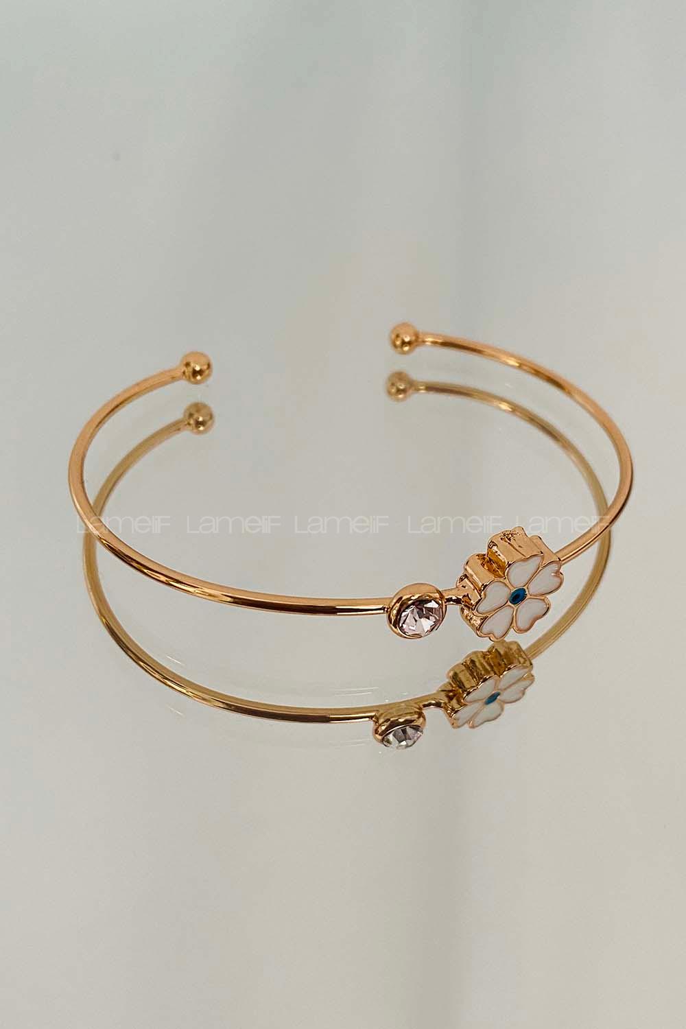 Modalamelif Gold Çiçek Taş Bileklik