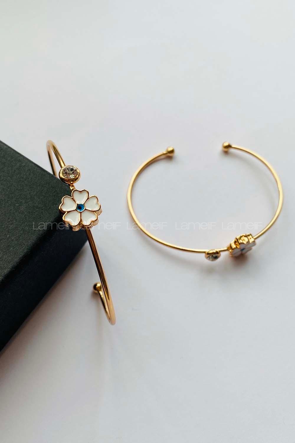 Modalamelif Gold Çiçek Taş Bileklik