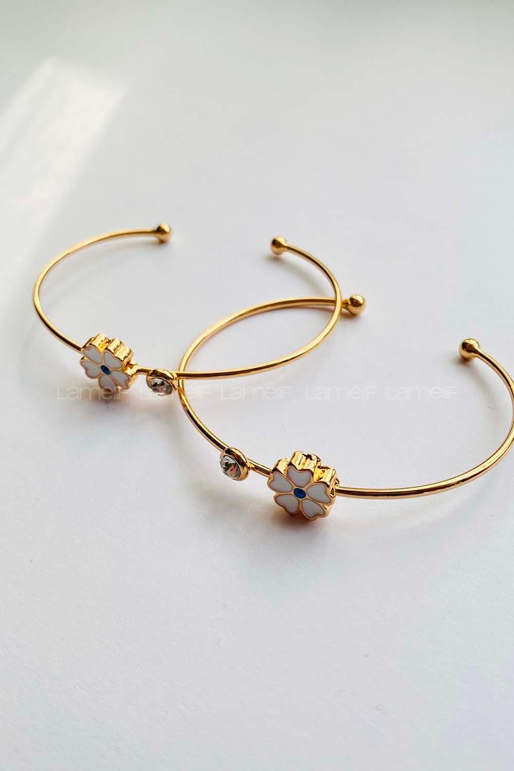 Modalamelif Gold Çiçek Taş Bileklik