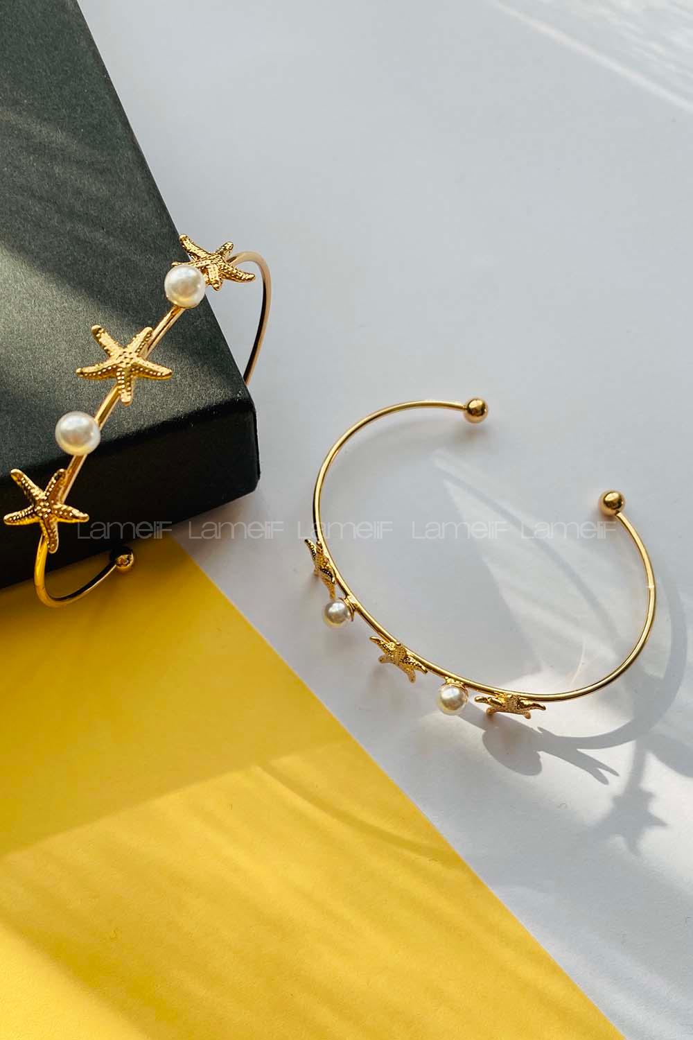 Modalamelif Gold Deniz Yıldızı İnci Bileklik