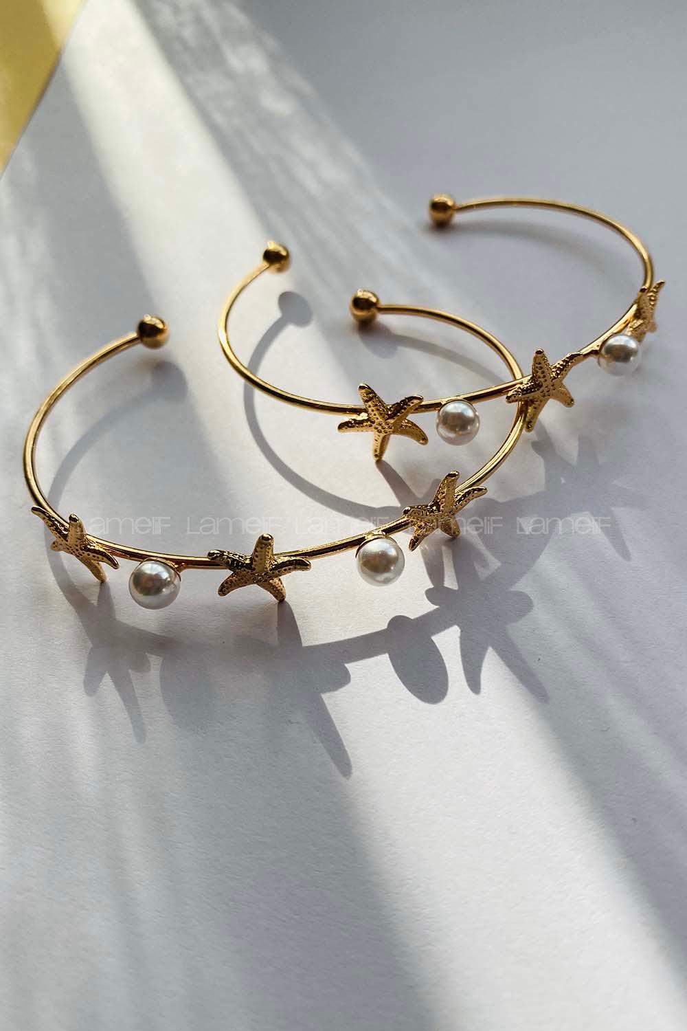 Modalamelif Gold Deniz Yıldızı İnci Bileklik