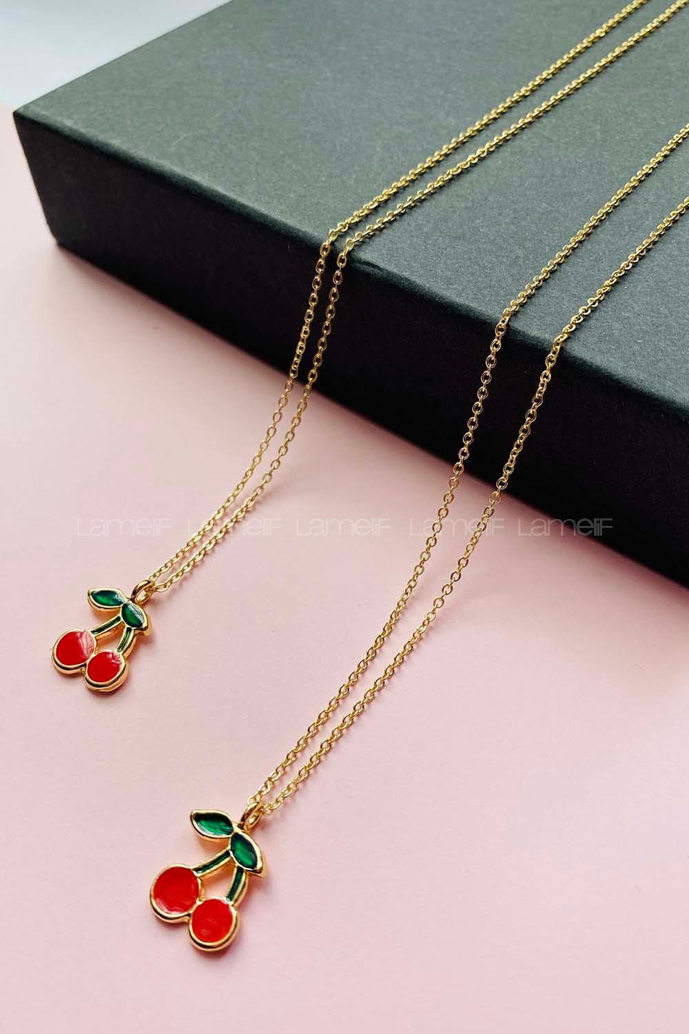 Modalamelif Gold Kiraz Kolye