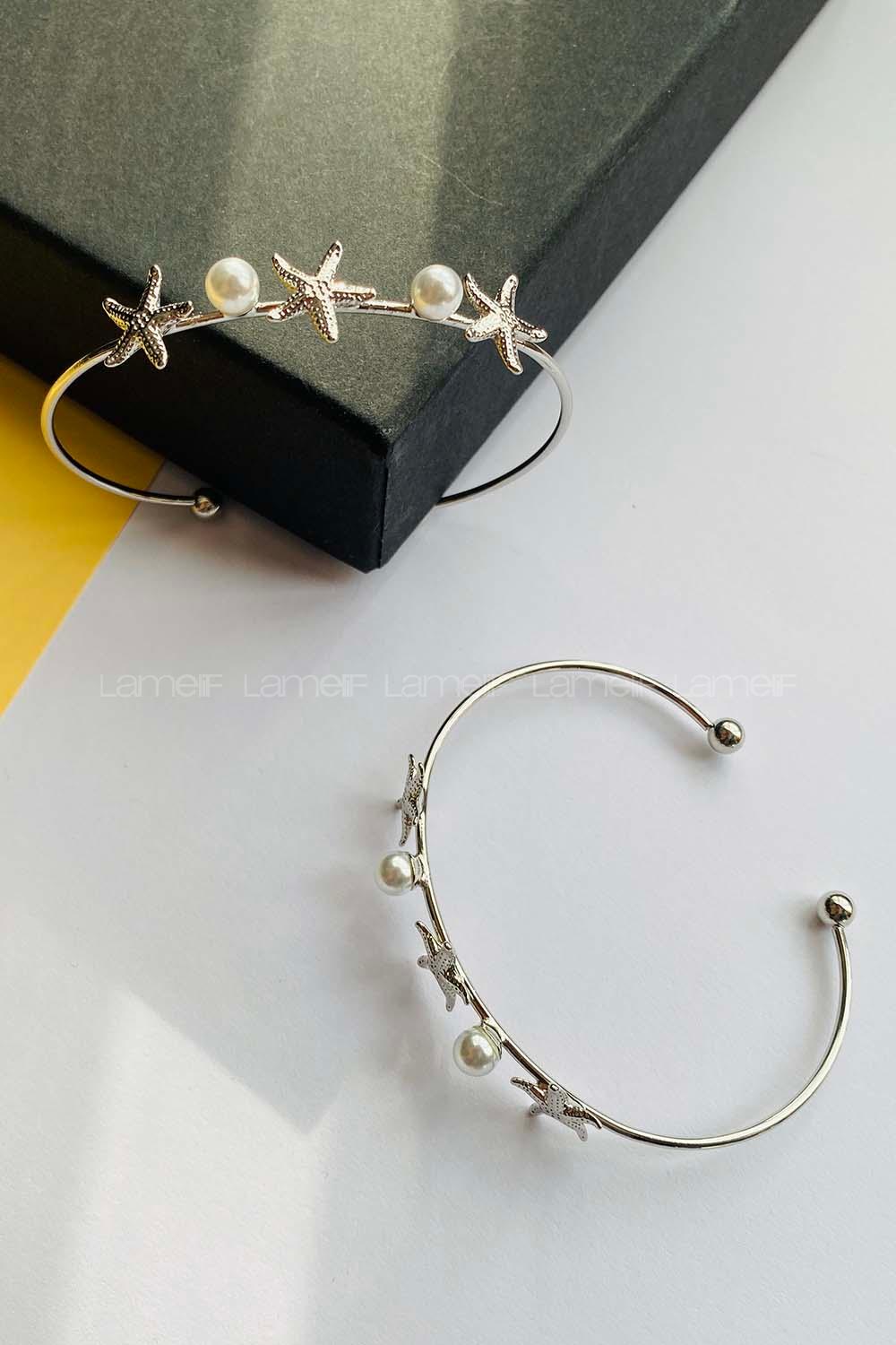 Modalamelif Gümüş Deniz Yıldızı İnci Bileklik