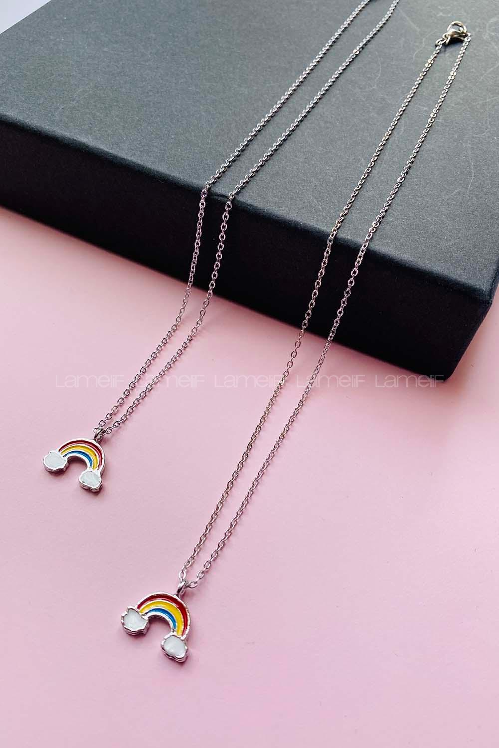 Modalamelif Gümüş Gökkuşağı Kolye