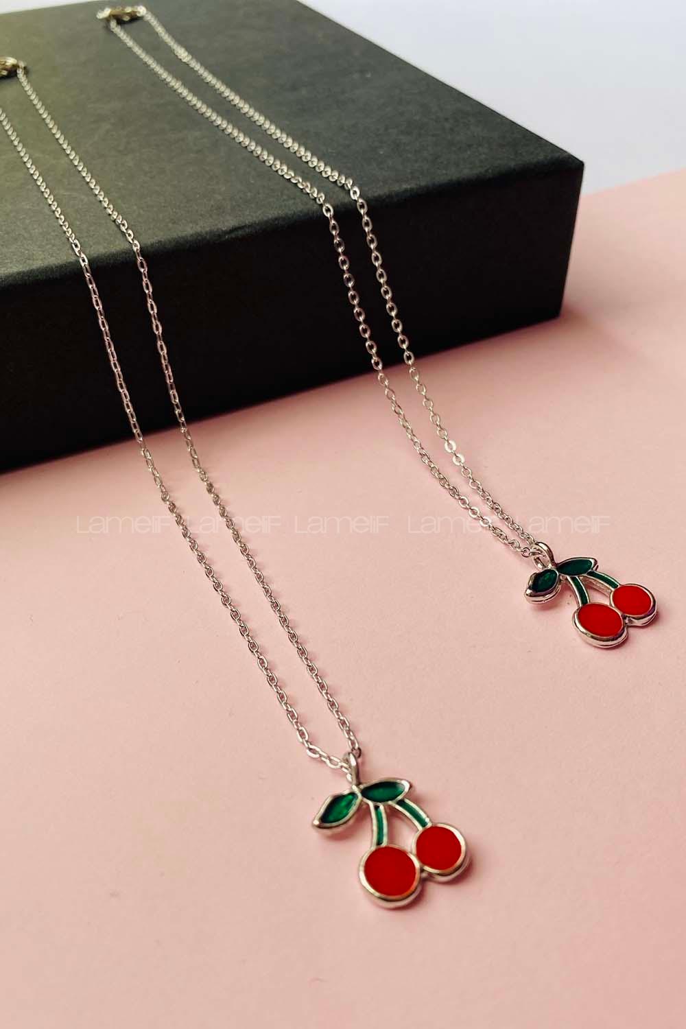 Modalamelif Gümüş Kiraz Kolye