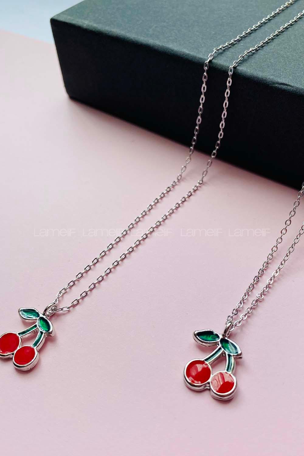 Modalamelif Gümüş Kiraz Kolye