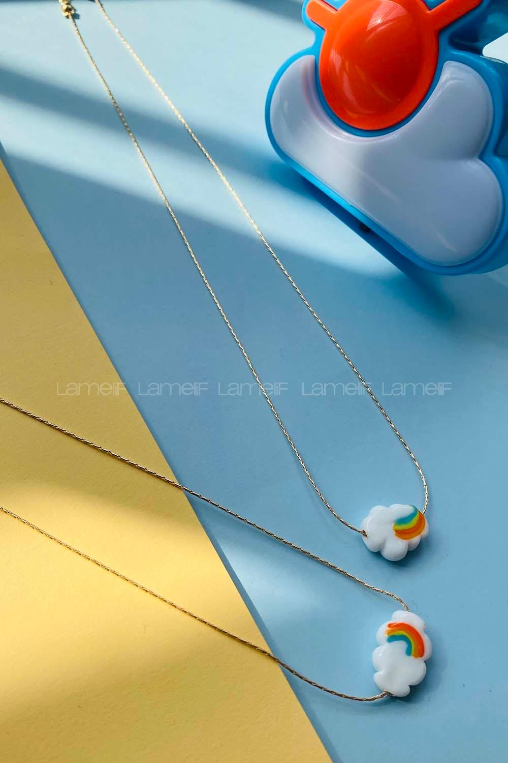 Modalamelif Murano Cam Beyaz Bulut Kolye