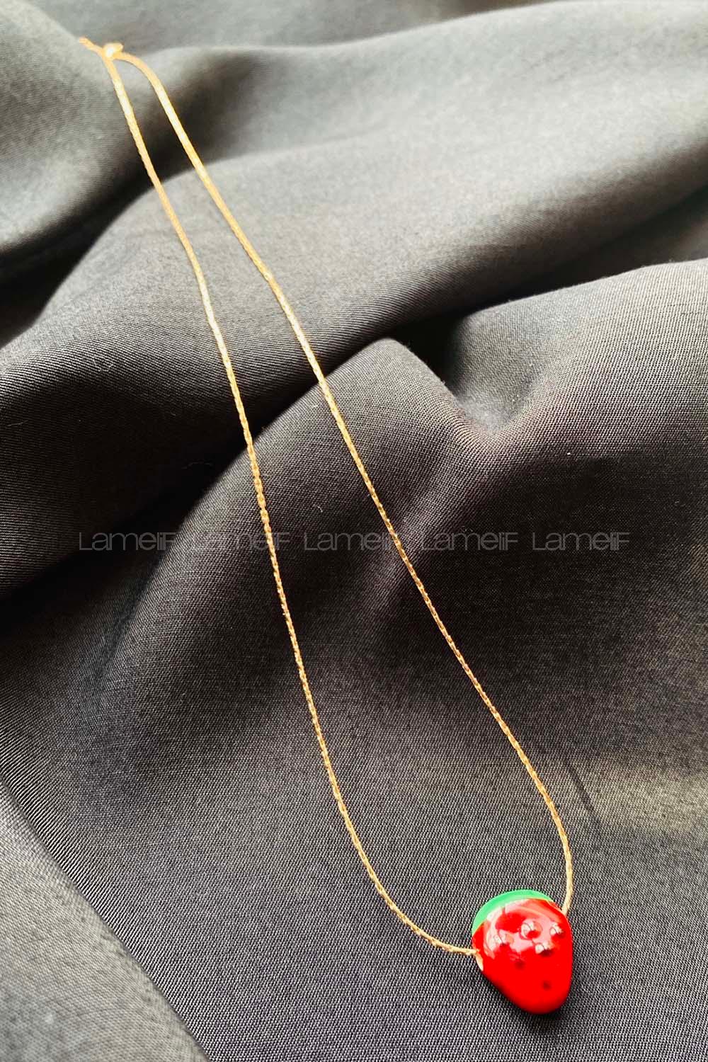 Modalamelif Murano Cam Çilek Kolye