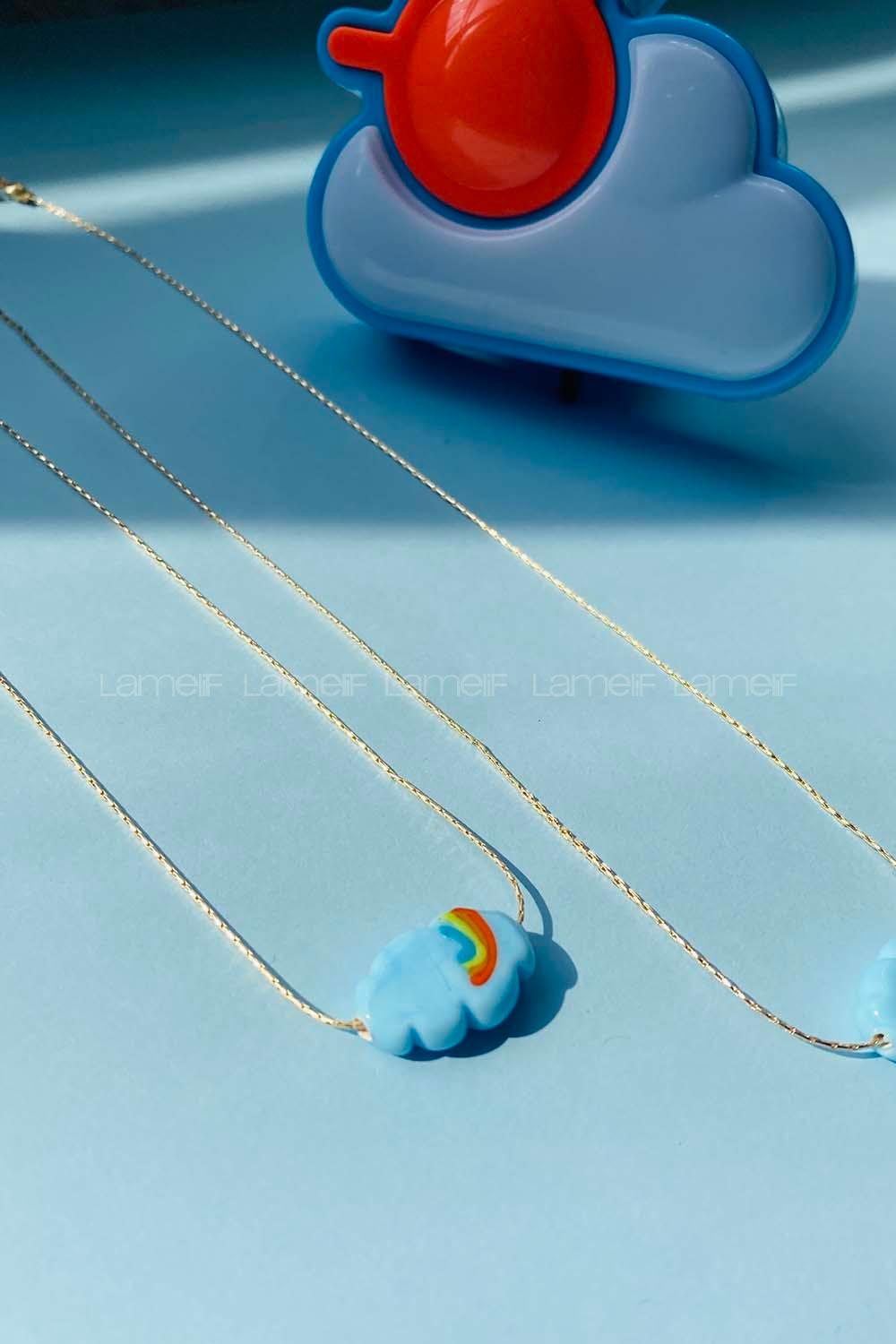 Modalamelif Murano Cam Mavi Bulut Kolye