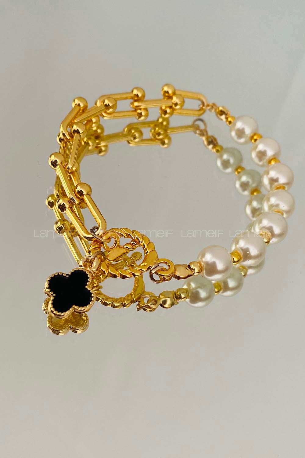 Modalamelif Özel Tasarım İnci Zincir Charm Bileklik