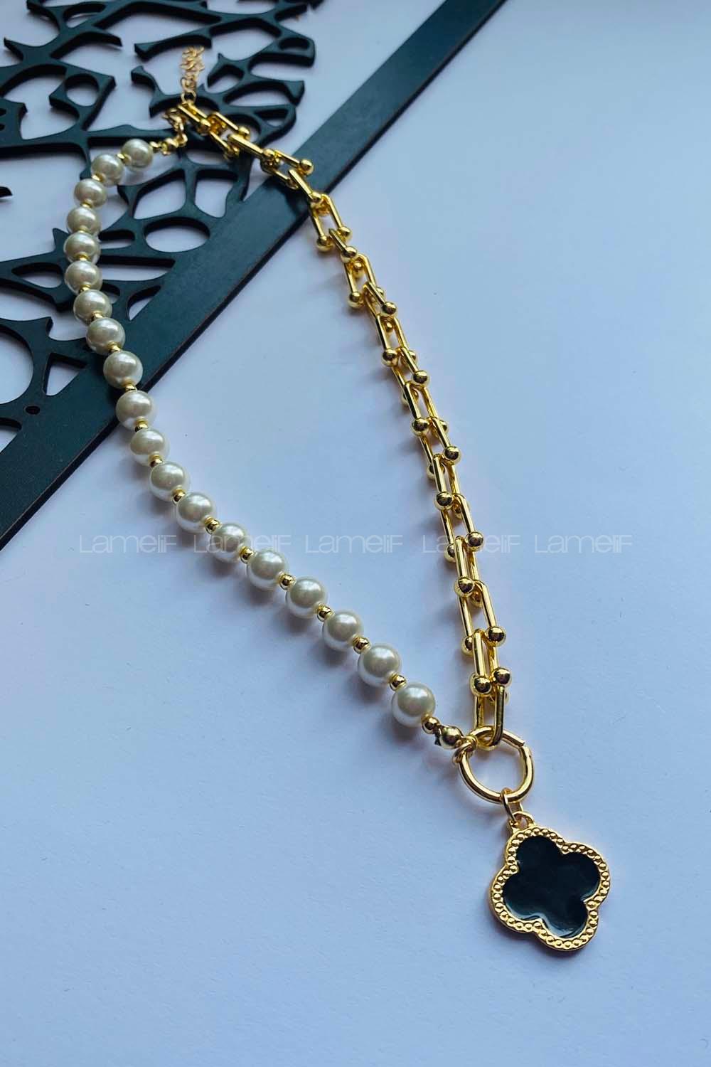 Modalamelif Özel Tasarım İnci Zincir Charm Kolye