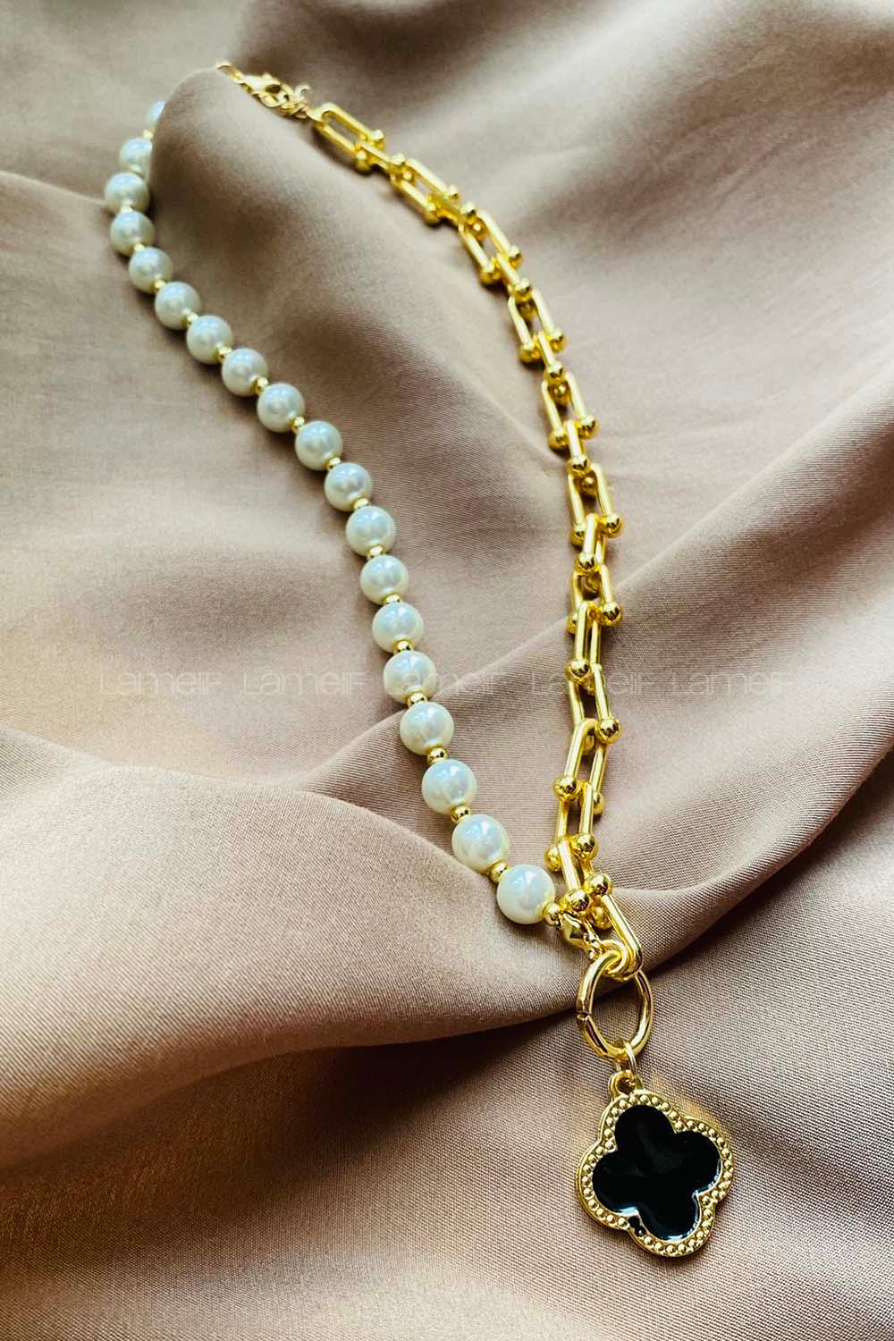 Modalamelif Özel Tasarım İnci Zincir Charm Kolye