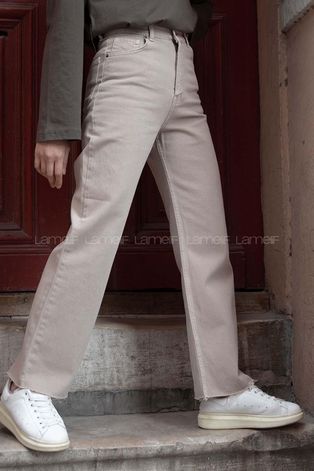 Modalamelif Paça Kesik Bol Paça Jean Kum  Beji