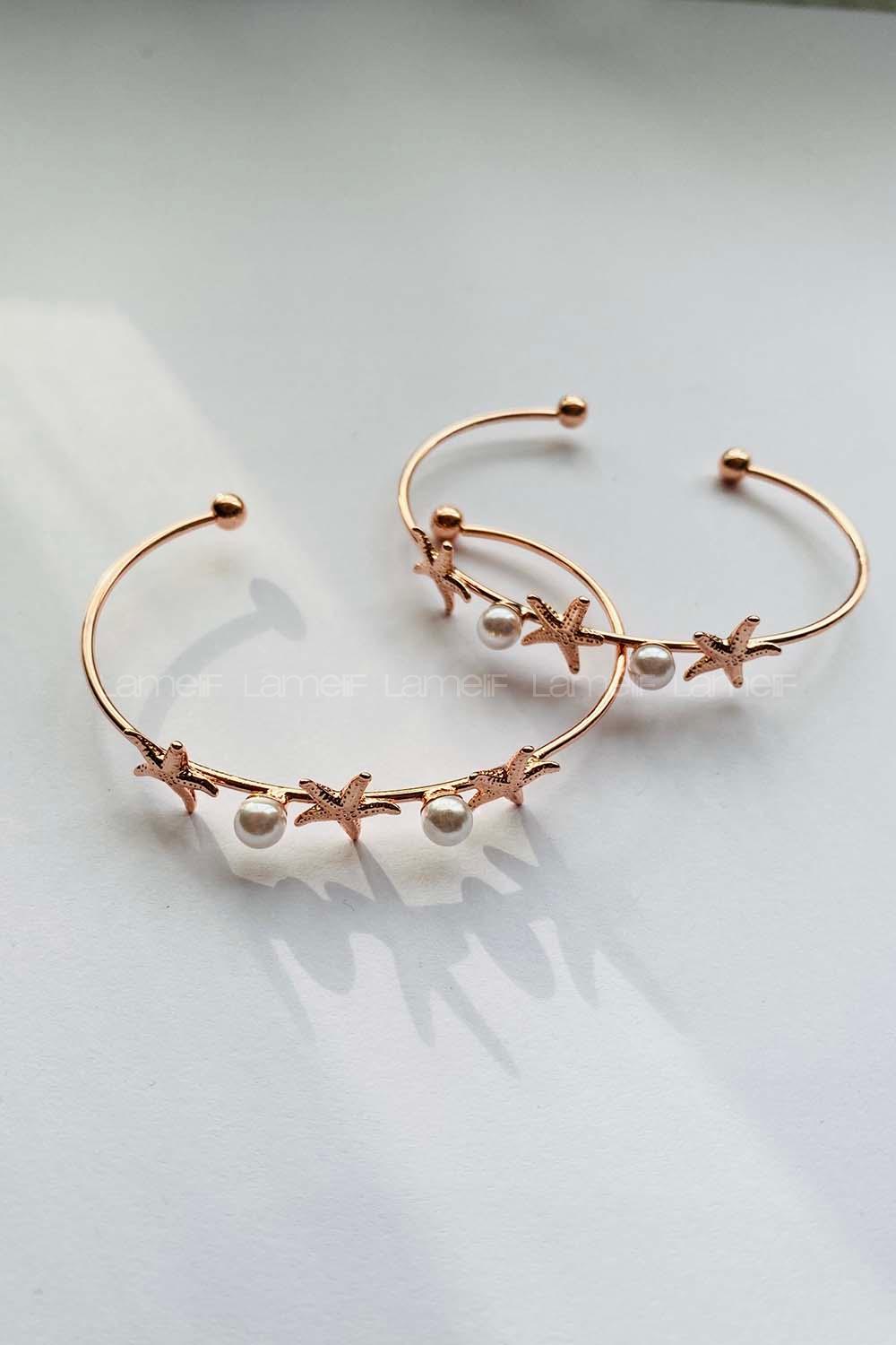 Modalamelif Rose Gold Deniz Yıldızı İnci Bileklik