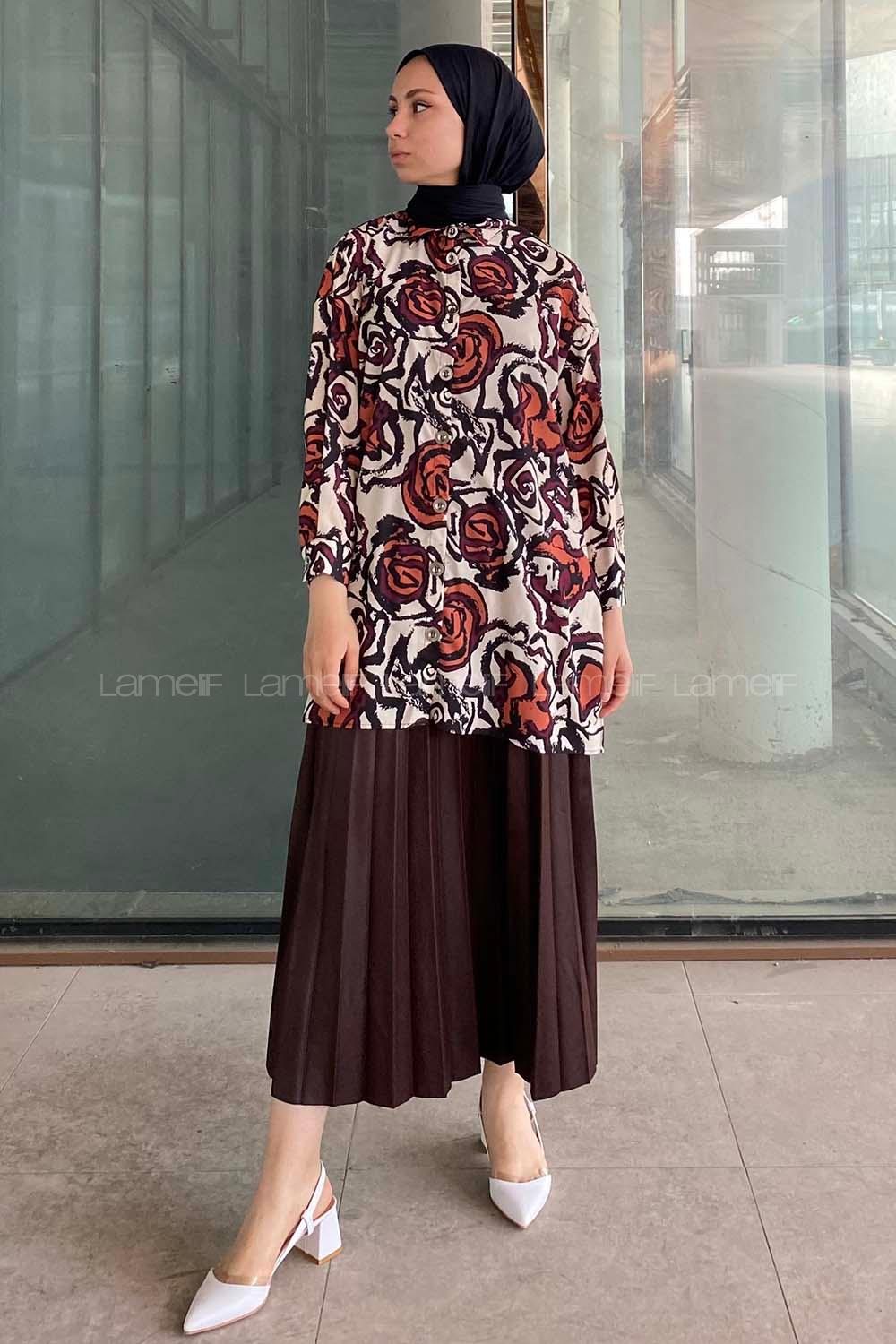 Modalamelif  Baskı Gömlek Mor