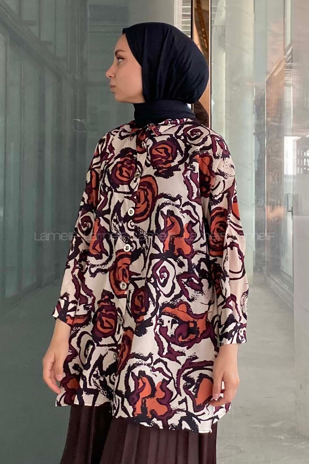 Modalamelif  Baskı Gömlek Mor