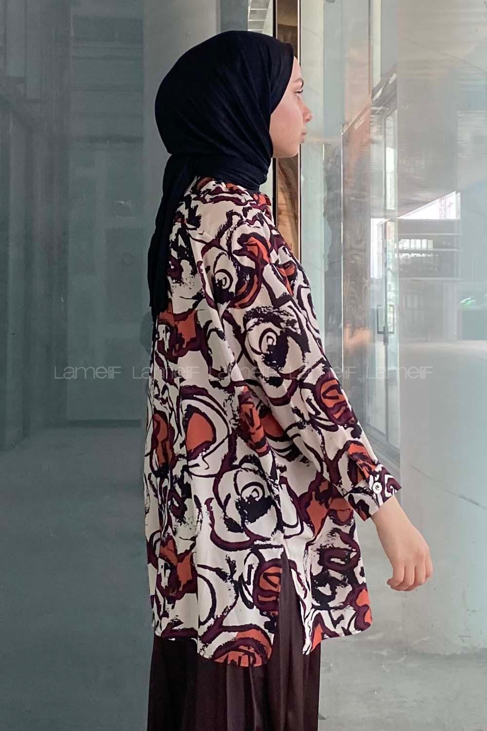 Modalamelif  Baskı Gömlek Mor