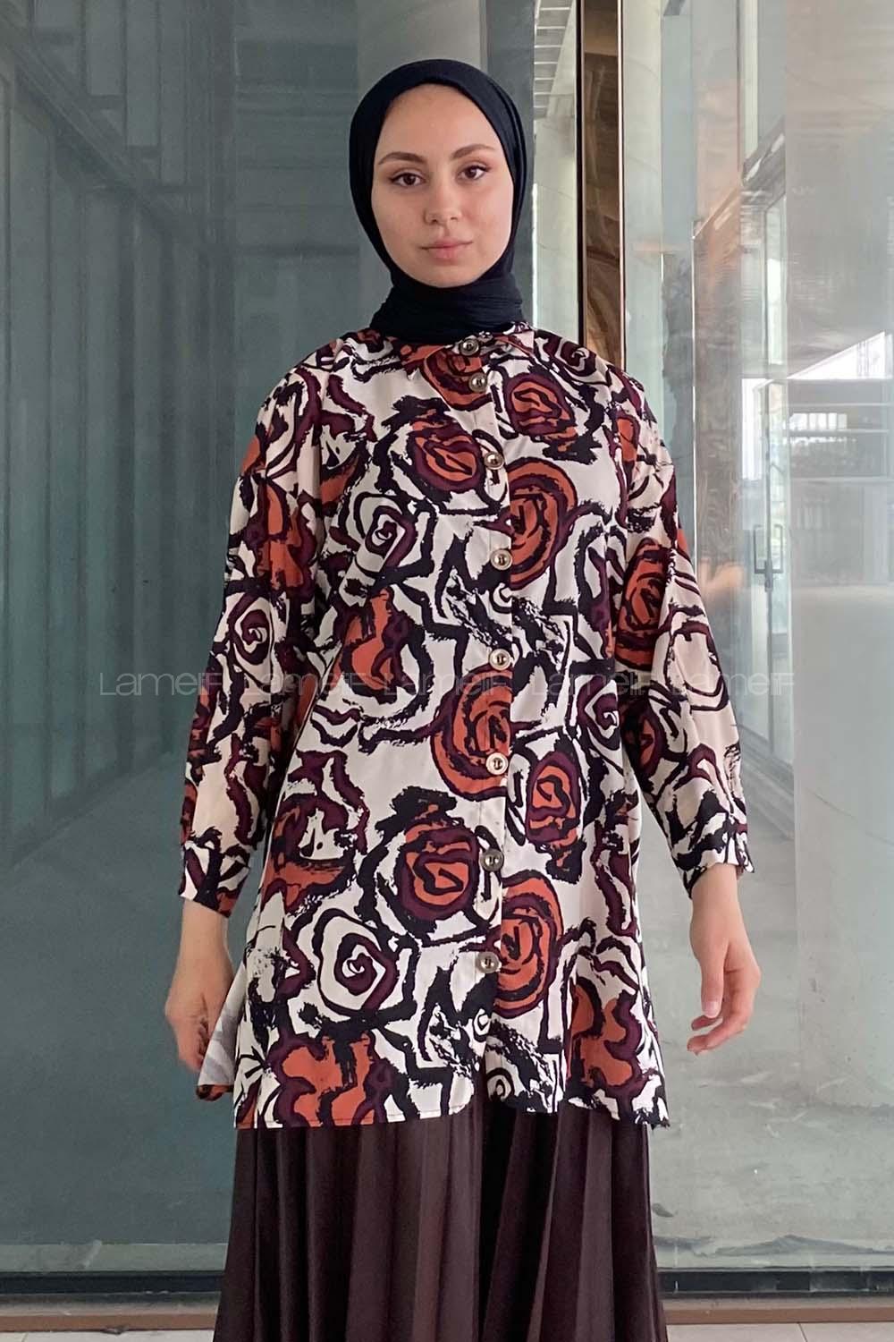 Modalamelif  Baskı Gömlek Mor