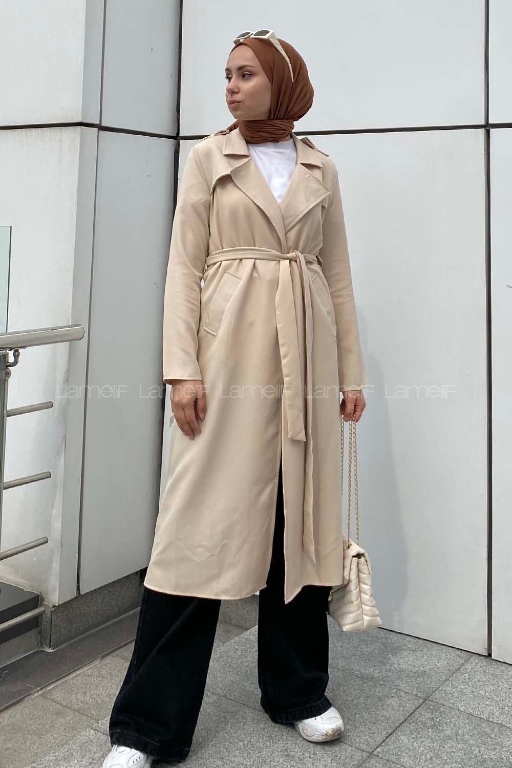 Lamelif Taş Rengi Hürrem Trenç Kap