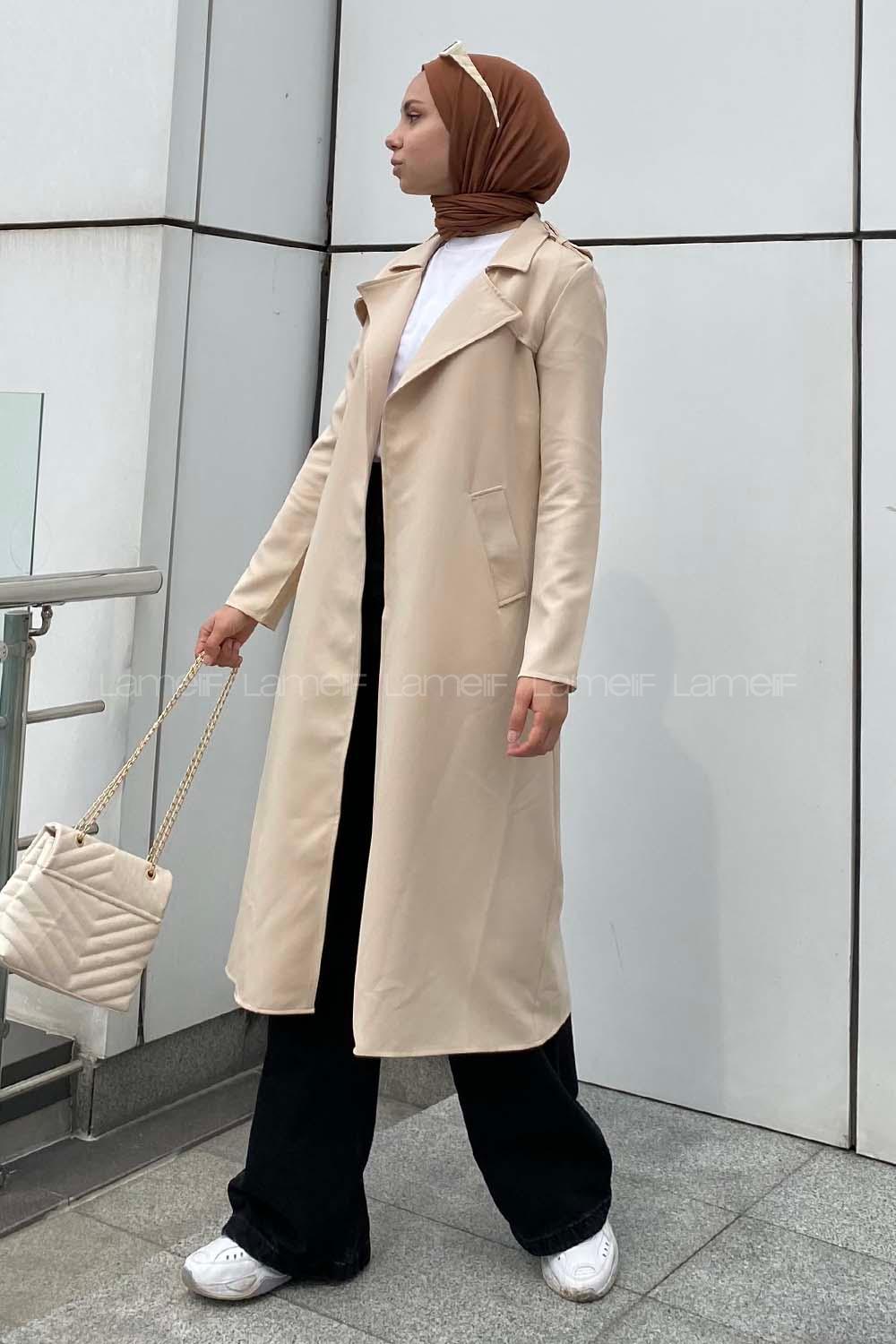 Lamelif Taş Rengi Hürrem Trenç Kap