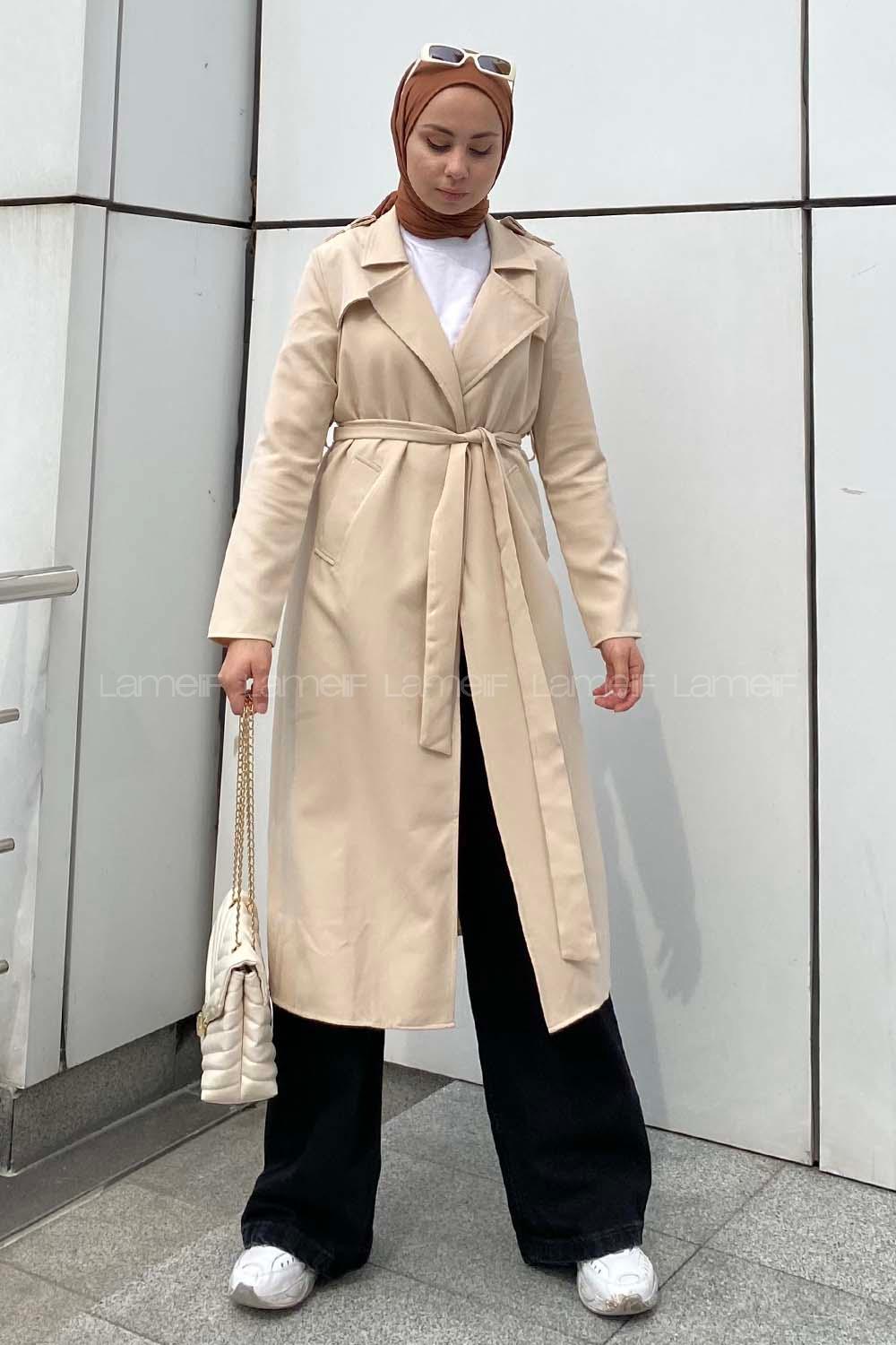 Lamelif Taş Rengi Hürrem Trenç Kap