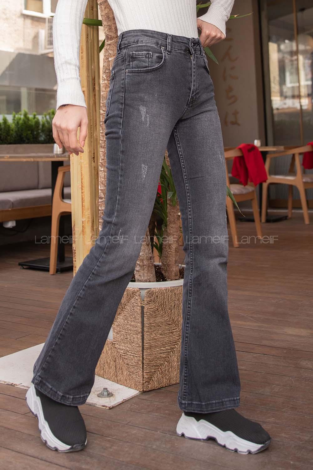 Modalamelif Tırnaklı İspanyol Paça Jean Füme