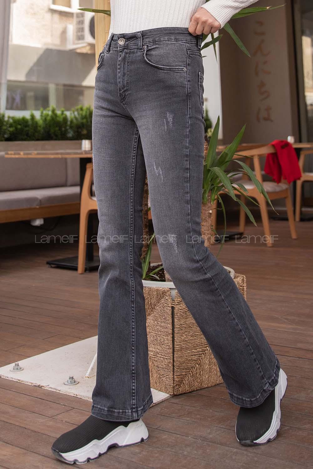 Modalamelif Tırnaklı İspanyol Paça Jean Füme