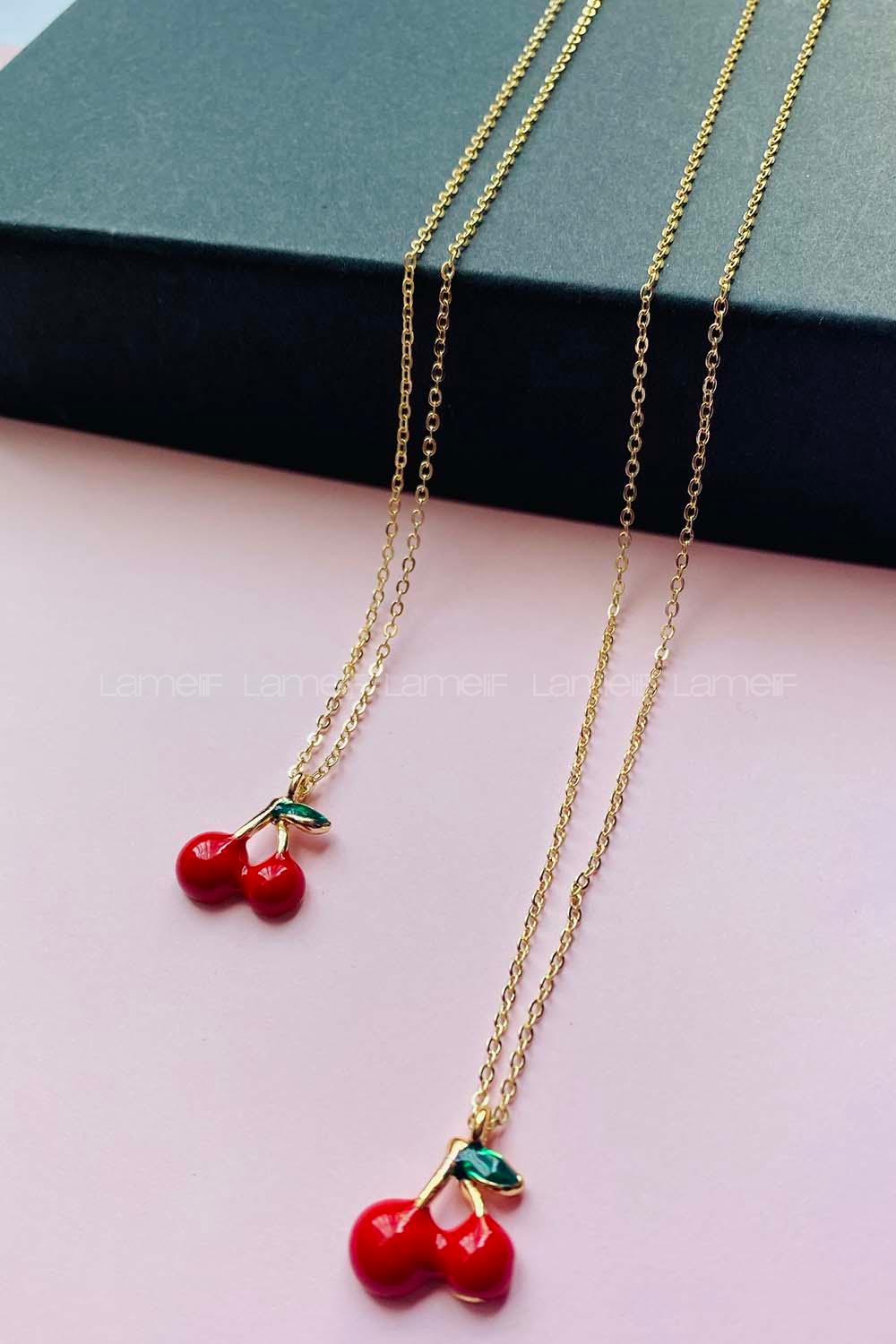 Modalamelif Tonbul Gold Kiraz Kolye