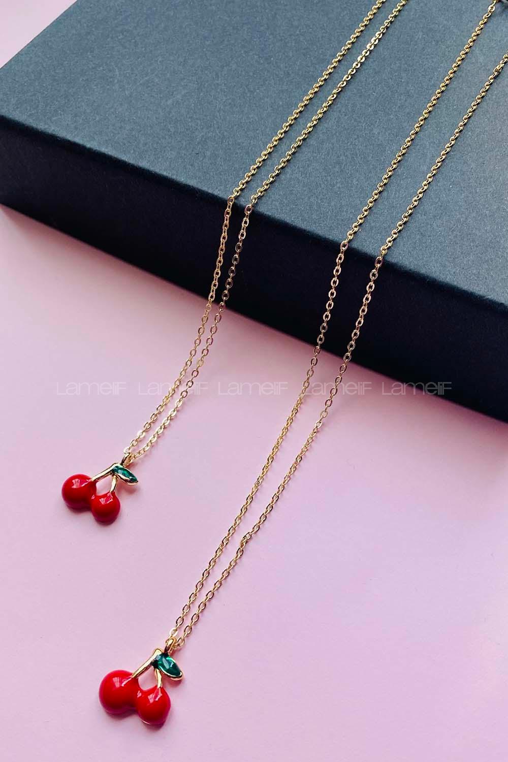 Modalamelif Tonbul Gold Kiraz Kolye