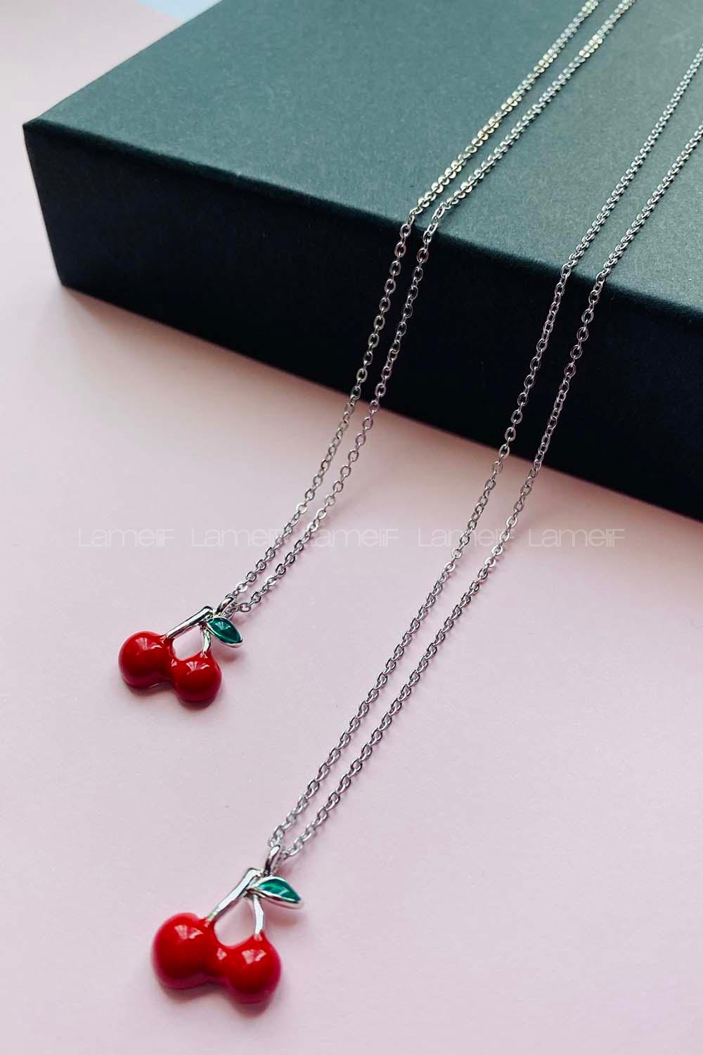 Modalamelif Tonbul Gümüş Kiraz Kolye