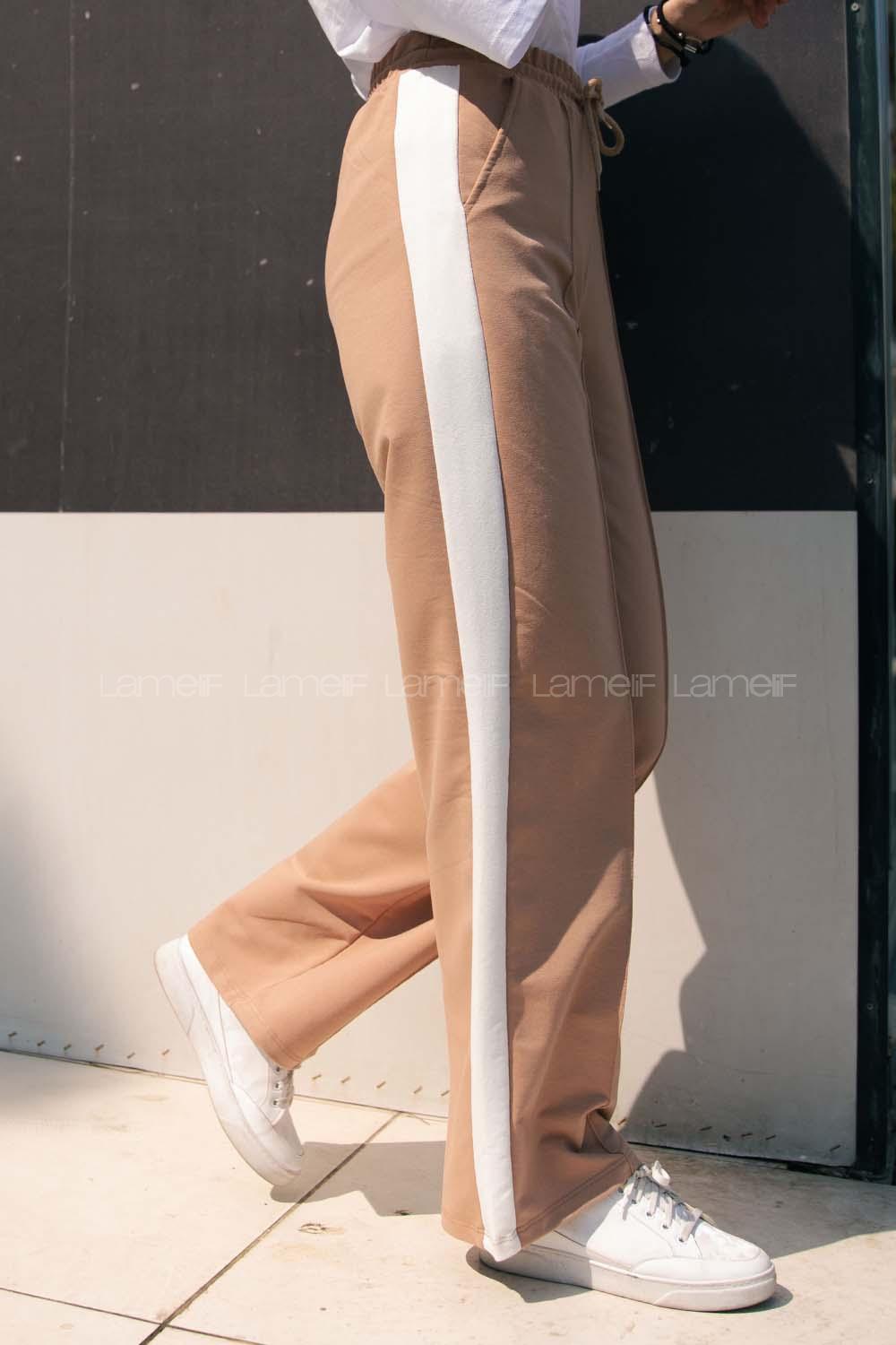 Modalamelif Yanı Garnili Çımalı Eşofman Camel