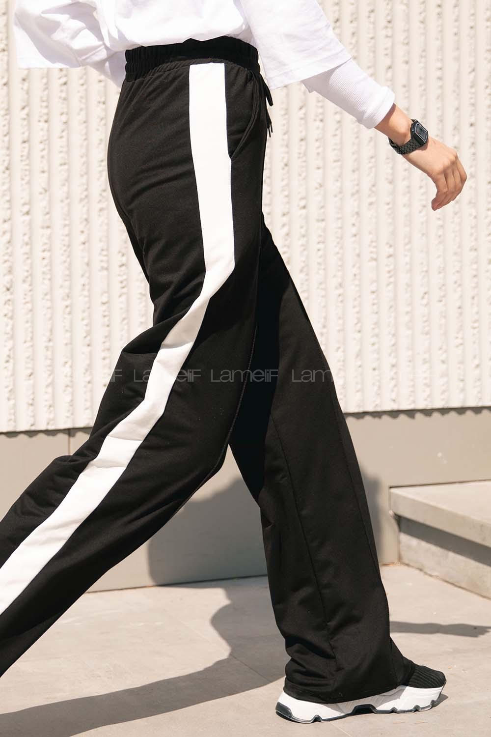 Modalamelif Yanı Garnili Çımalı Eşofman Siyah