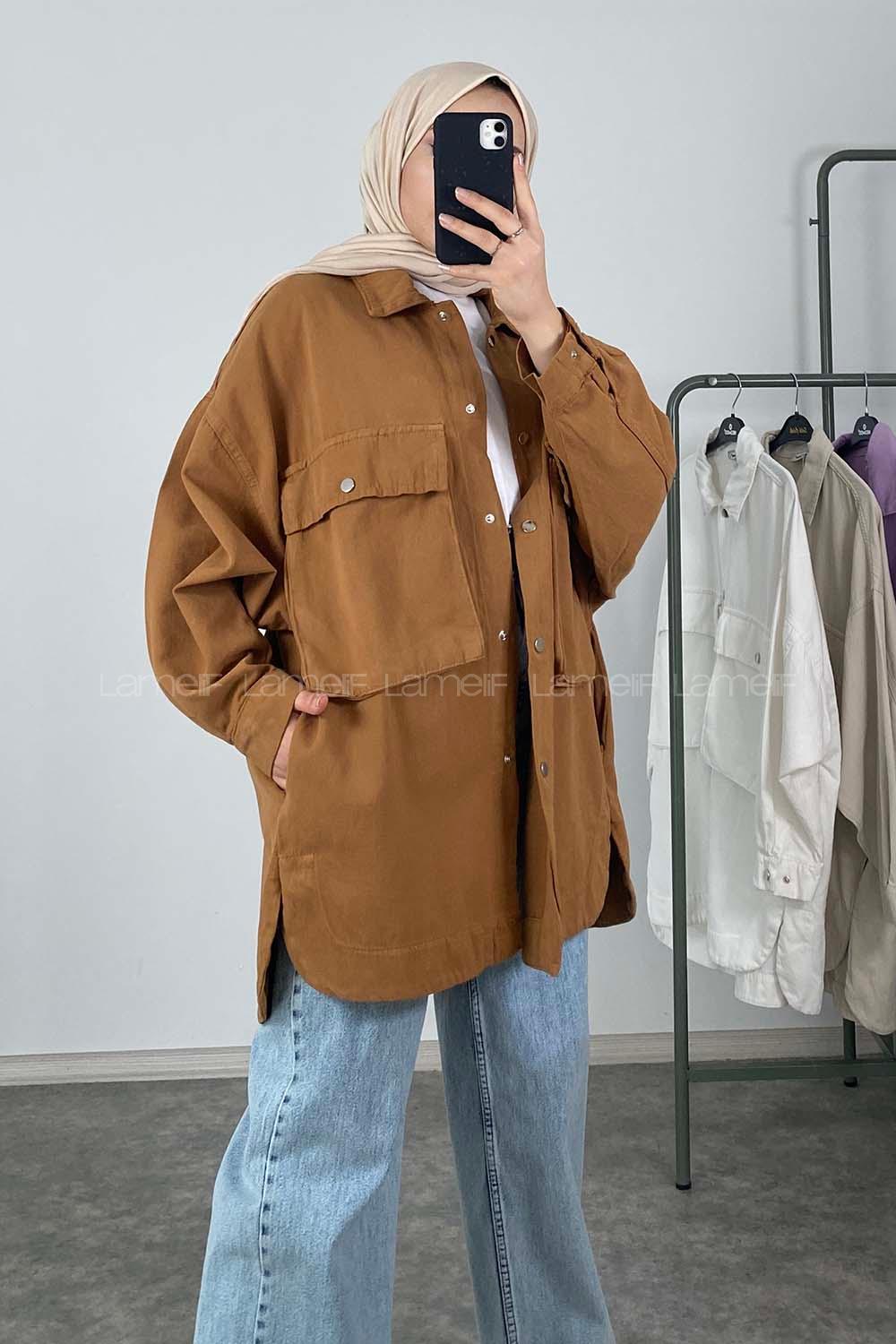 Modalamelif Bombe Cepli Ceket Camel