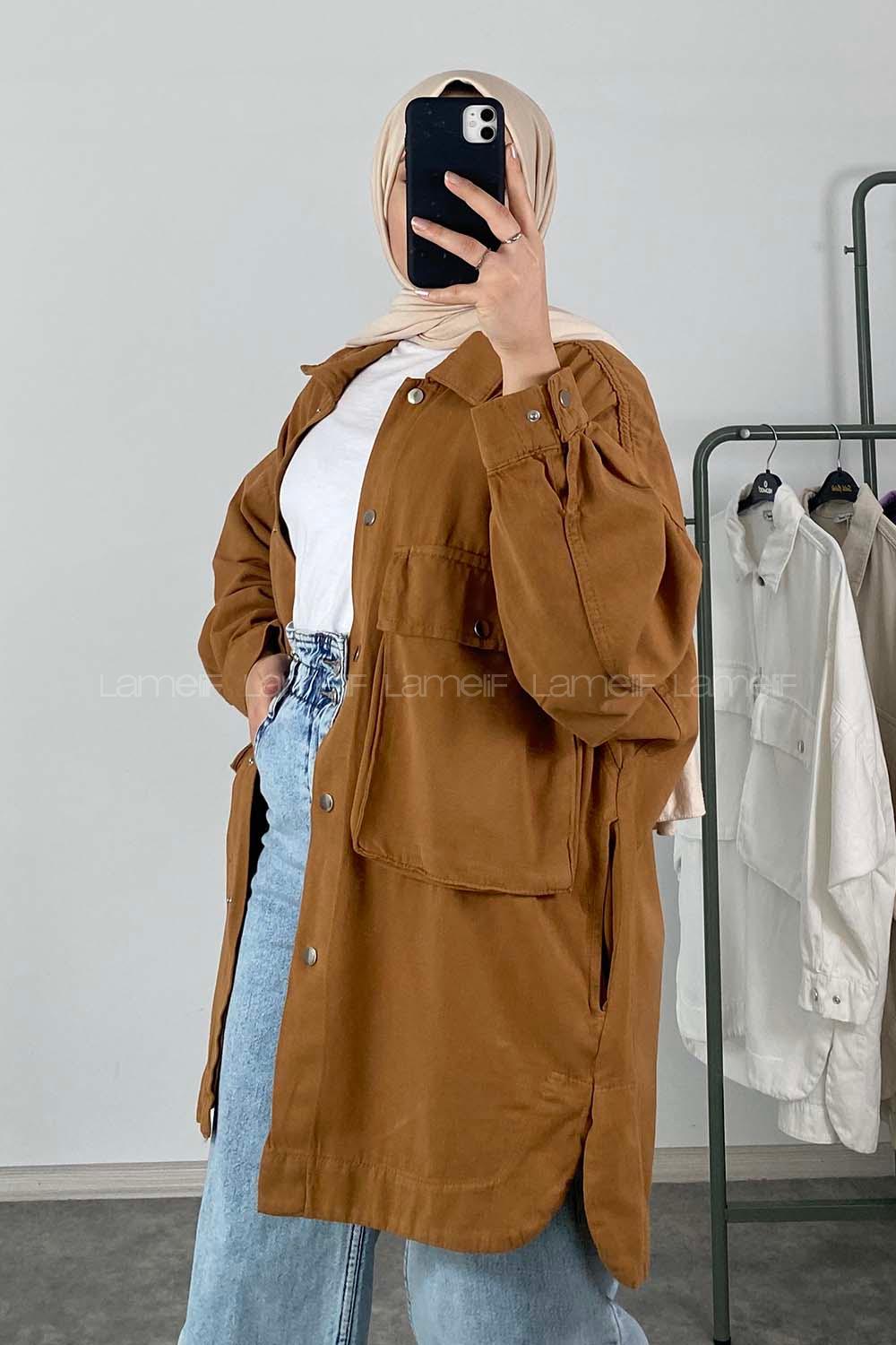 Modalamelif Bombe Cepli Ceket Camel