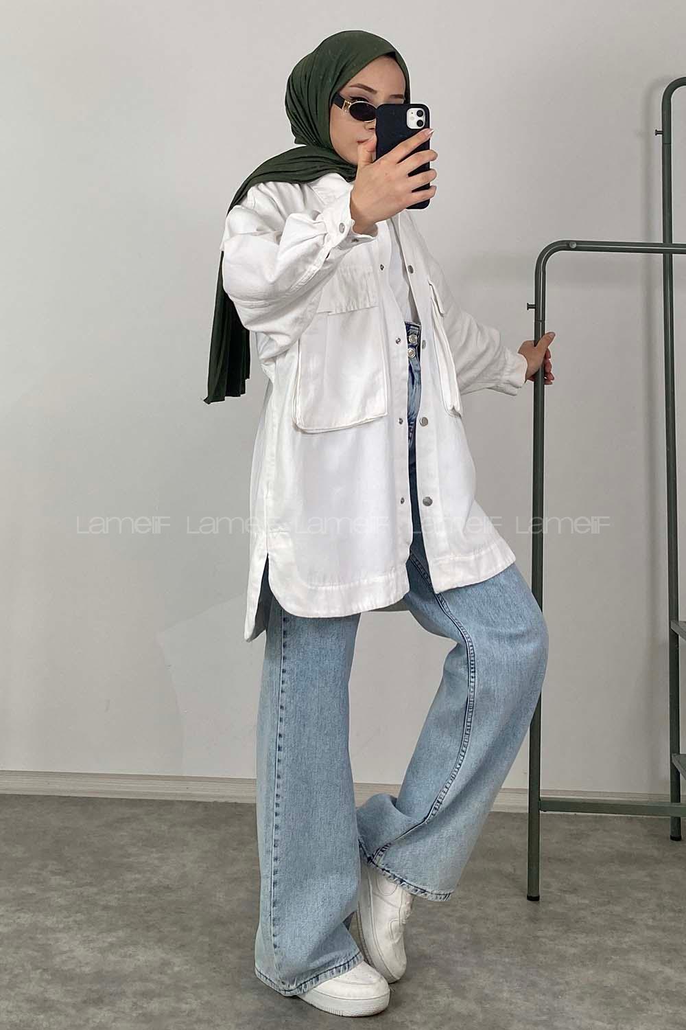 Modalamelif Bombe Cepli Ceket Ekru