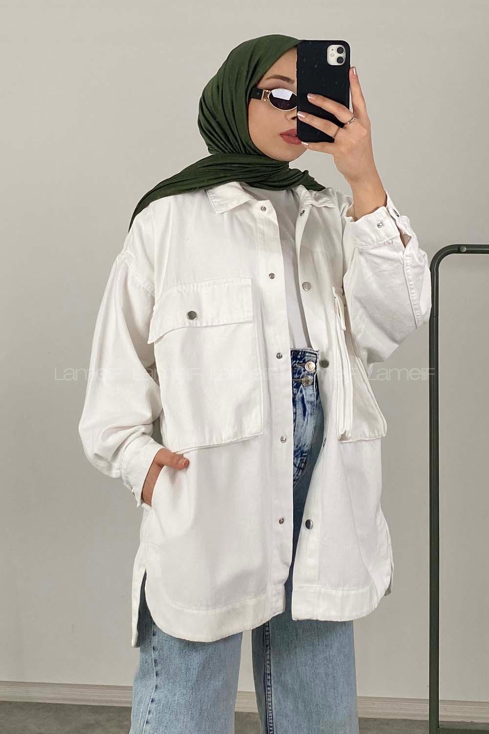 Modalamelif Bombe Cepli Ceket Ekru