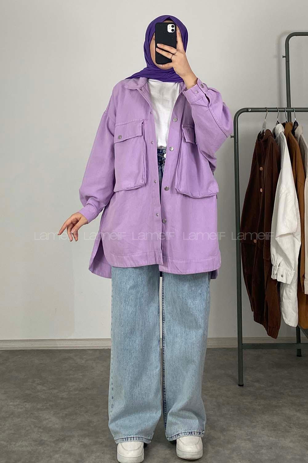 Modalamelif Bombe Cepli Ceket Lila