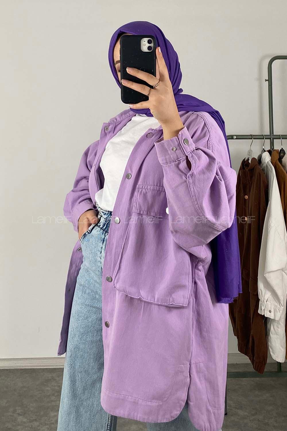 Modalamelif Bombe Cepli Ceket Lila