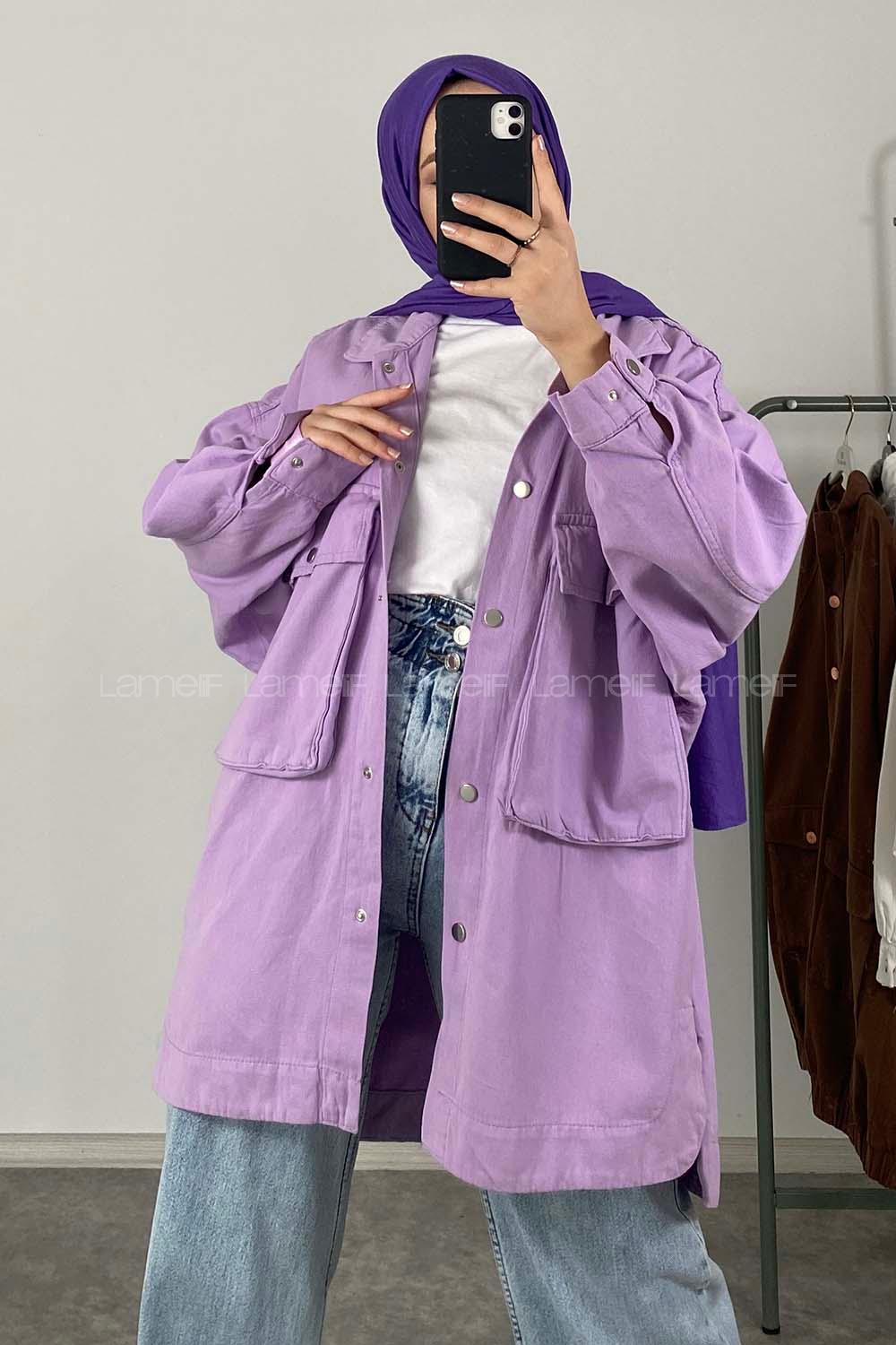 Modalamelif Bombe Cepli Ceket Lila