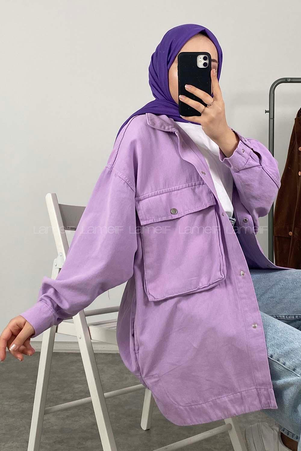 Modalamelif Bombe Cepli Ceket Lila