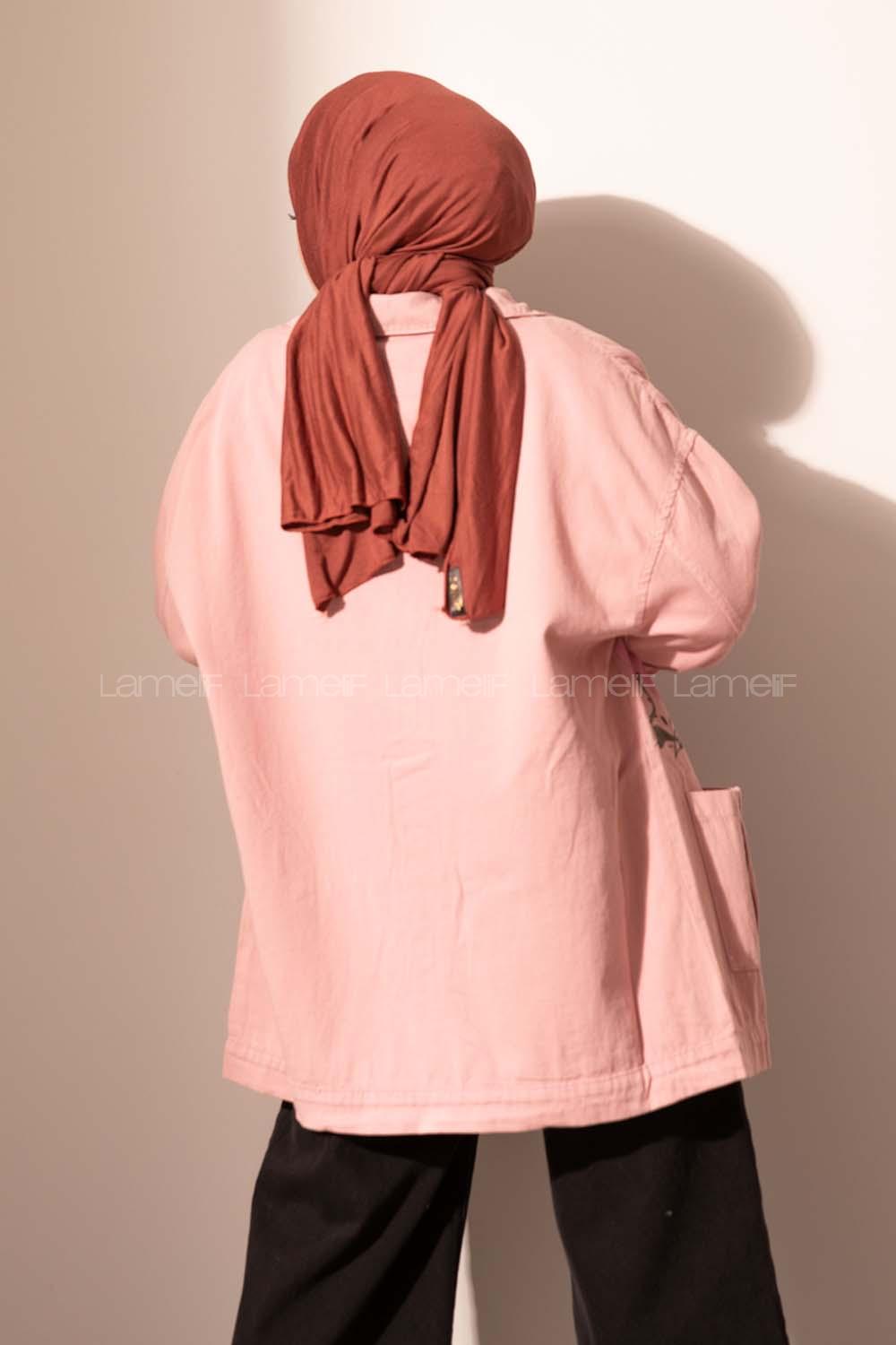 Modalamelif Happy Spring Desenli Gabrdin Ceket Lila