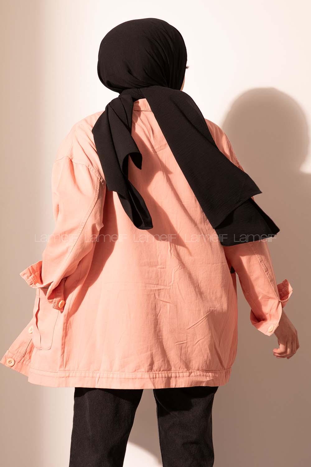 Modalamelif Happy Spring Desenli Gabrdin Ceket Soft Pudra