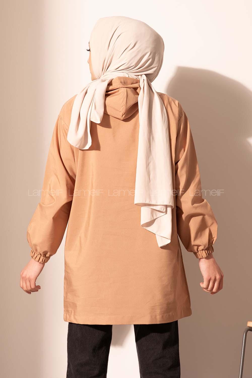 Modalamelif Kanguru Cep Yarım Fermuarlı Tunik Sütlü Kahve