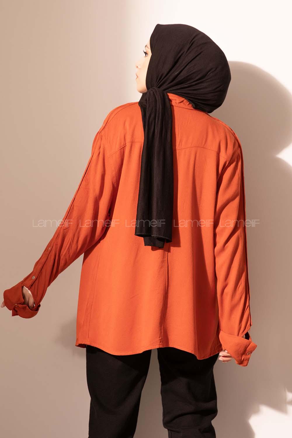 Modalamelif Kol Çıtçıtlı Gabardin Ceket Koyu Kiremit