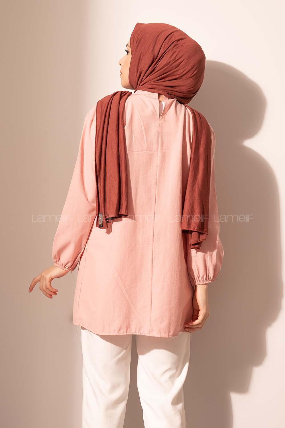 Modalamelif Kol Lastikli Pile Detaylı Tunik Pudra