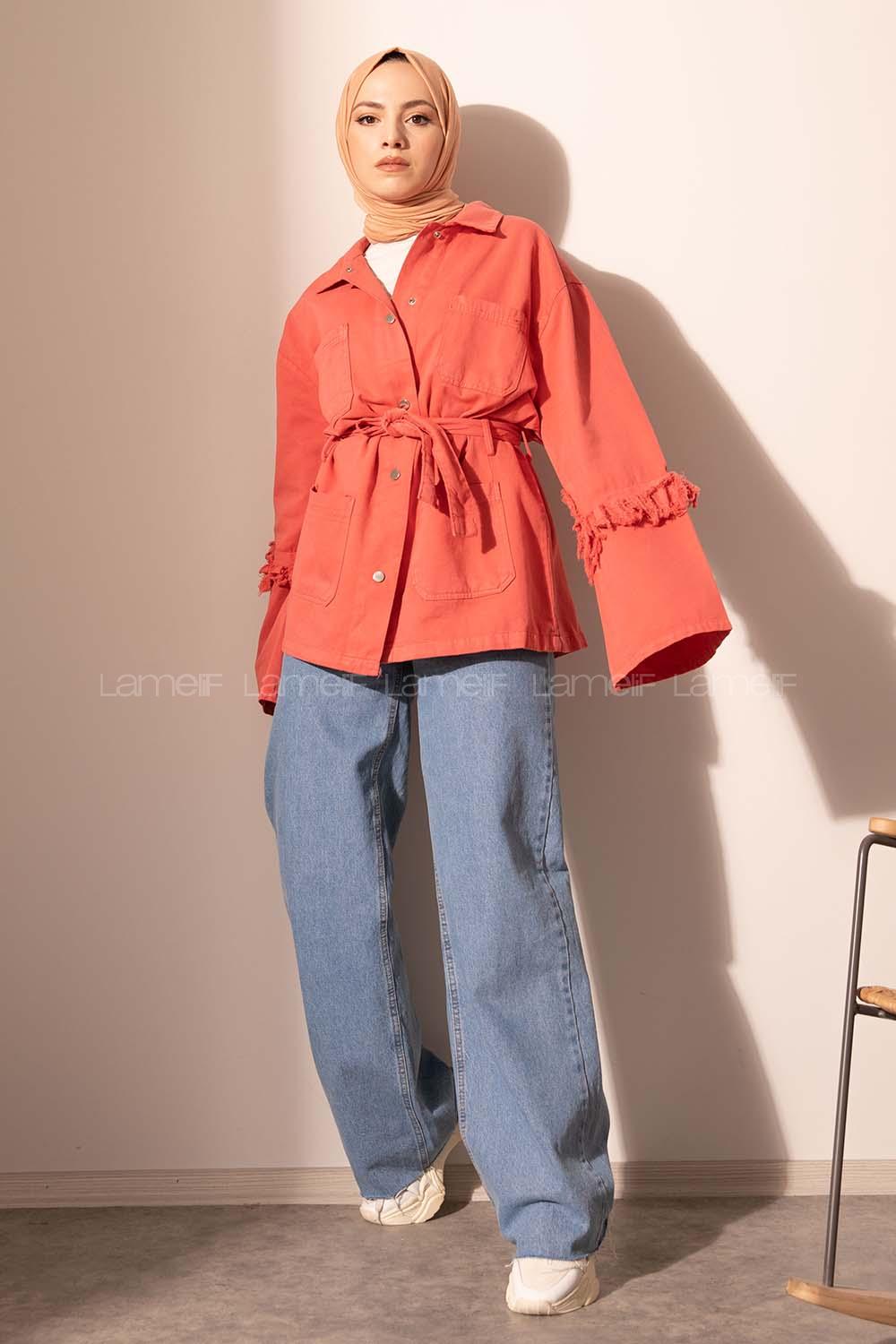 Modalamelif Kol Püsküllü Kot Ceket Şeker Pembesi