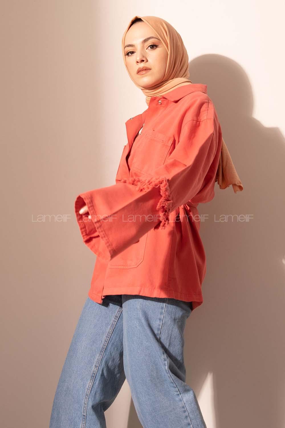 Modalamelif Kol Püsküllü Kot Ceket Şeker Pembesi