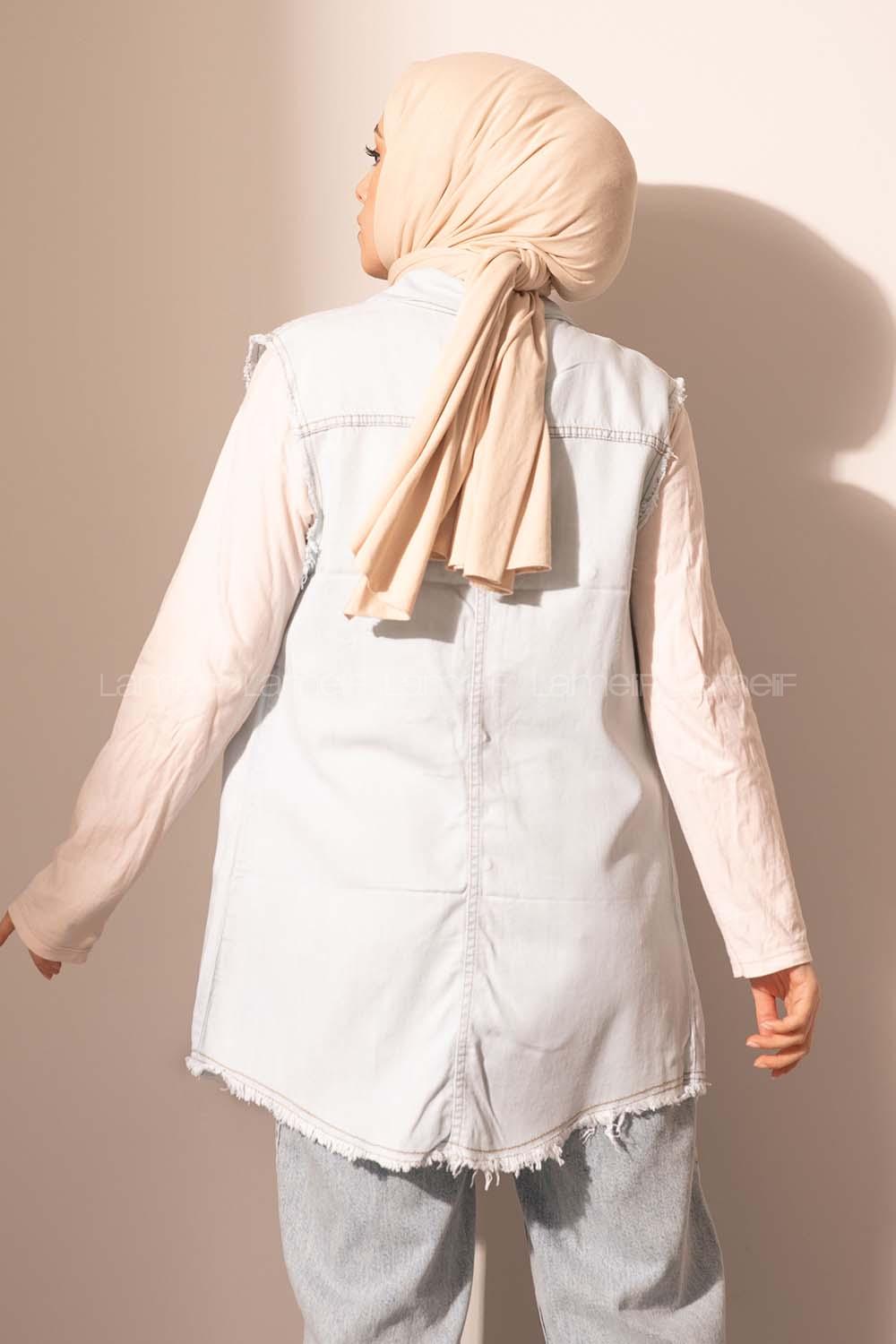 Modalamelif Neon Taşlı Kot Yelek Açık Mavi