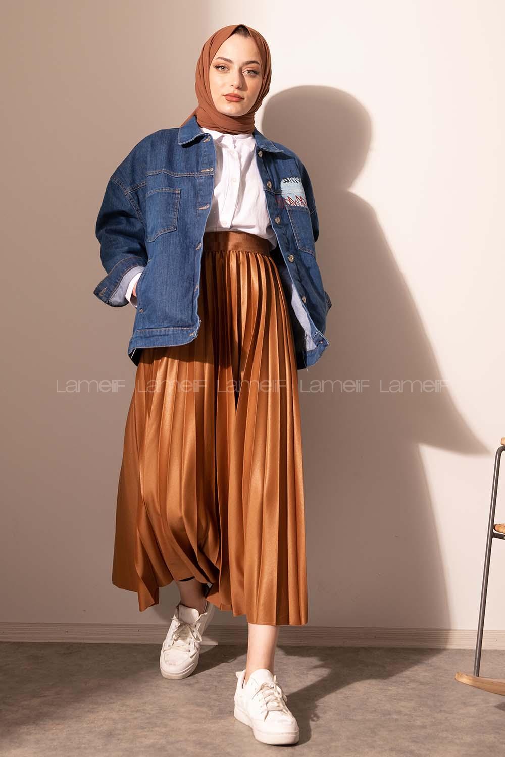 Modalamelif Önü Düğmeli Çift Cepli Kot Ceket Koyu Mavi